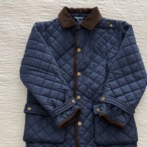 Ralph Lauren Kids Navy and Brown Quilted Puffer Jacket